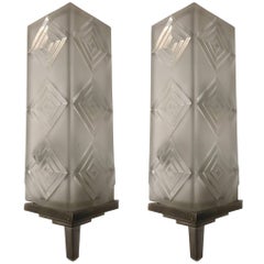 Pair of French Art Deco Sconces Signed by Simonet Freres