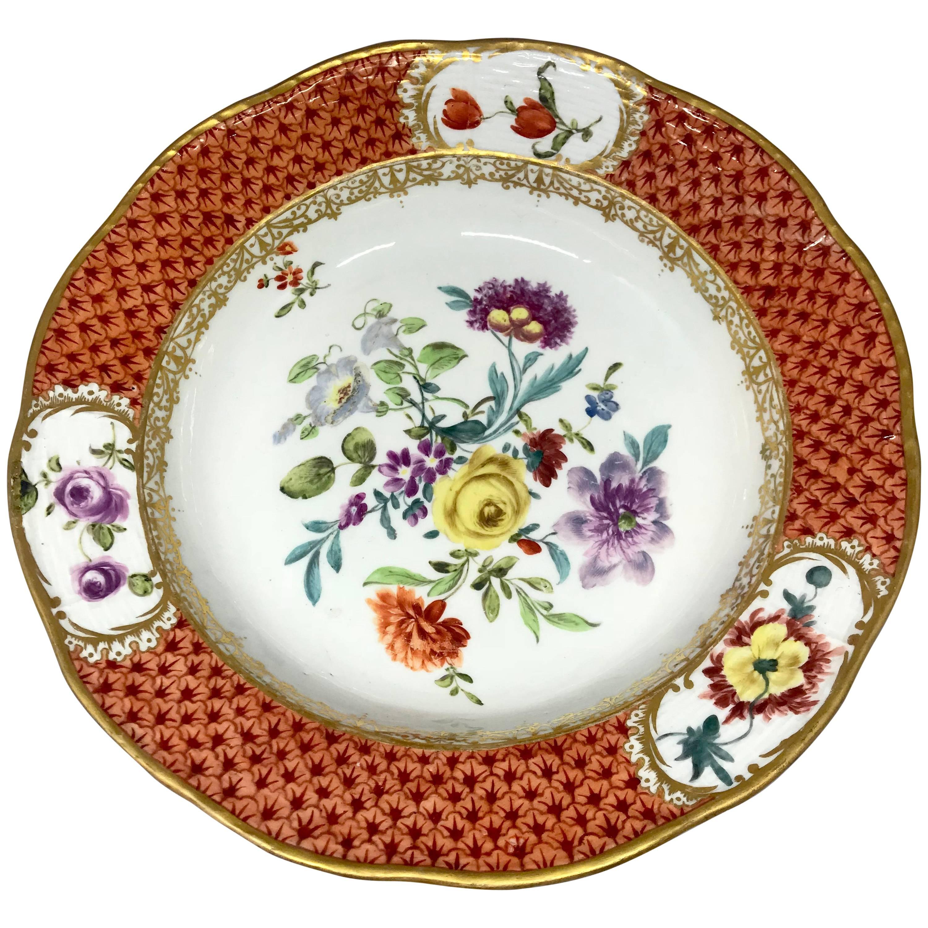 Meissen Gilded Iron Red Floral Plate at 1stDibs