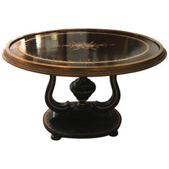 Antique Oval Mother-of-Pearl Inlay and Gilt Cocktail Table