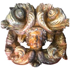 Huge Italian Baroque Carved Cherub Head Putti  