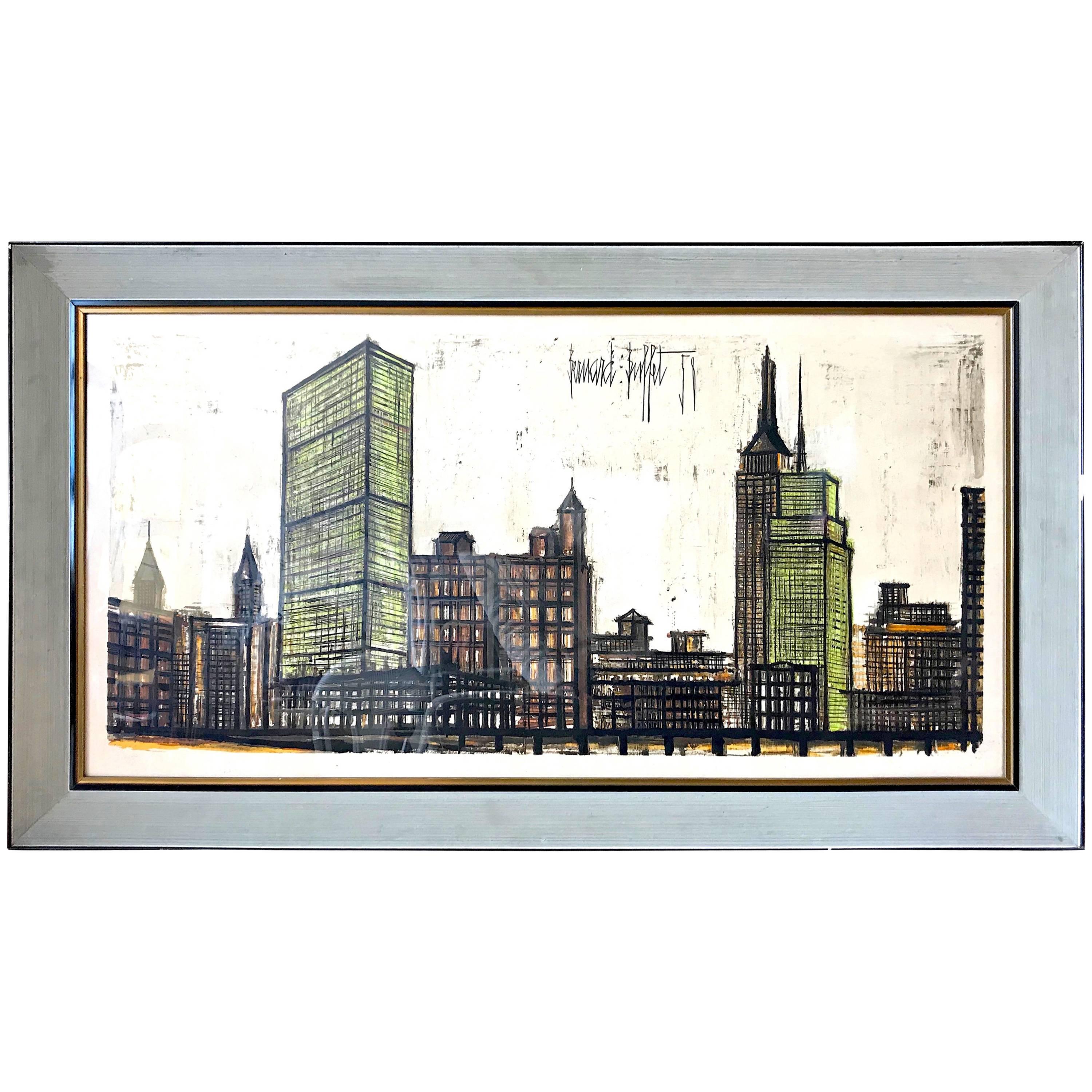 Bernard Buffet etching "Skyline New York" original, 1958 For Sale