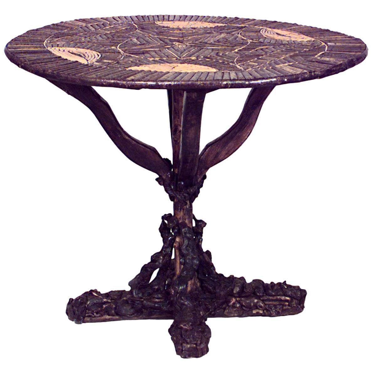 Rustic Continental Style Twig End Tables