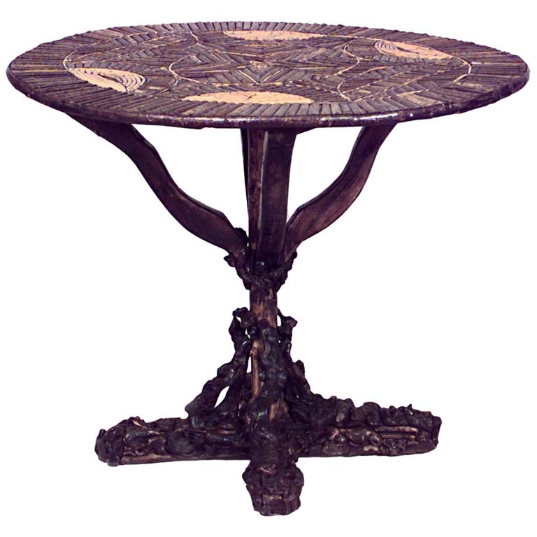 Rustic Continental Style Twig End Tables For Sale