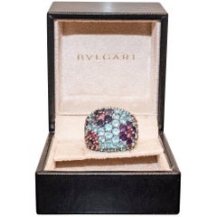 Pasquele Bruni Amethyst Aquamarine, Rose of France and White Gold Italian Ring