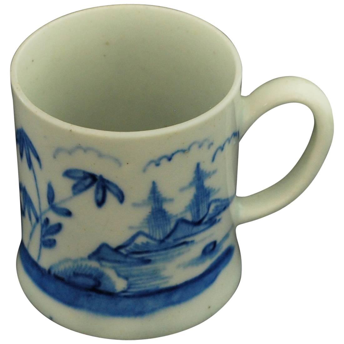 Canne à café, bleue et blanche « Bambou et pagode », porcelaine à nœud, vers 1751