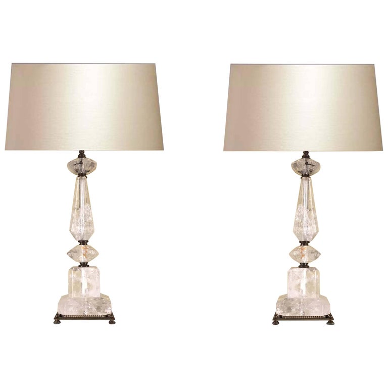 Pair of Unique Rock Crystal Table Lamps at 1stdibs