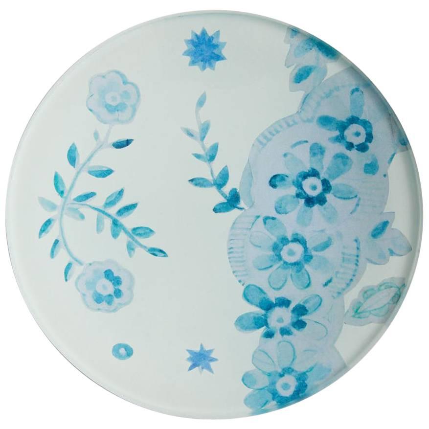 Cathy Graham Decoupage Blue Plate  For Sale
