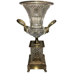 Baccarat Cut Crystal and Bronze Mounted Trumpet Vase, circa 1920