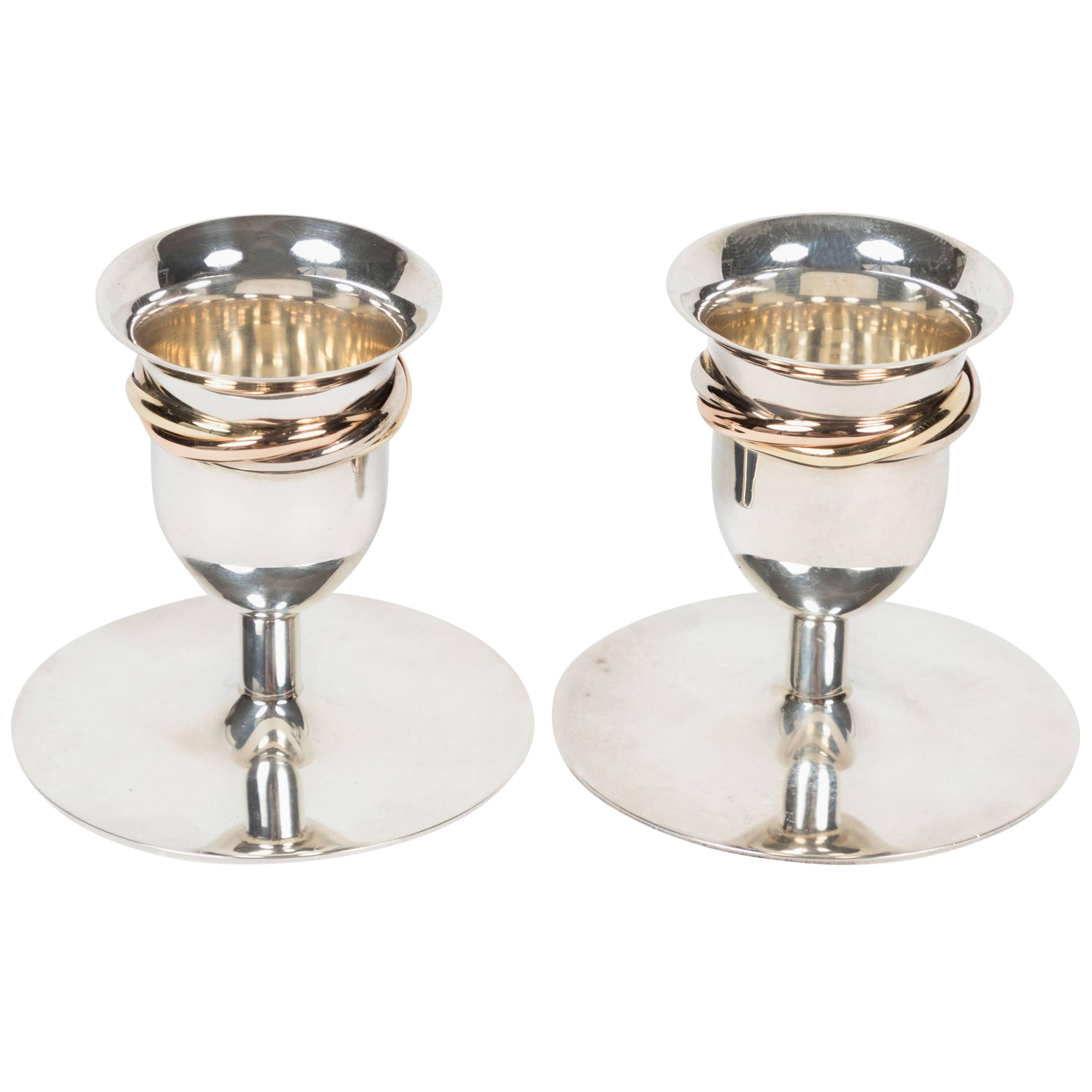 Sterling Silver Rolling Ring Candleholders by Cartier