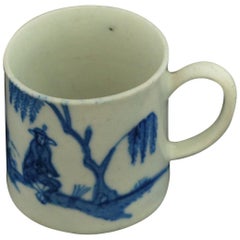 Used Coffee Can, Blue and White "Cross-Legged Man", Bow Porcelain, circa 1751