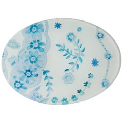 Used Cathy Graham Decoupage Blue Oval Tray