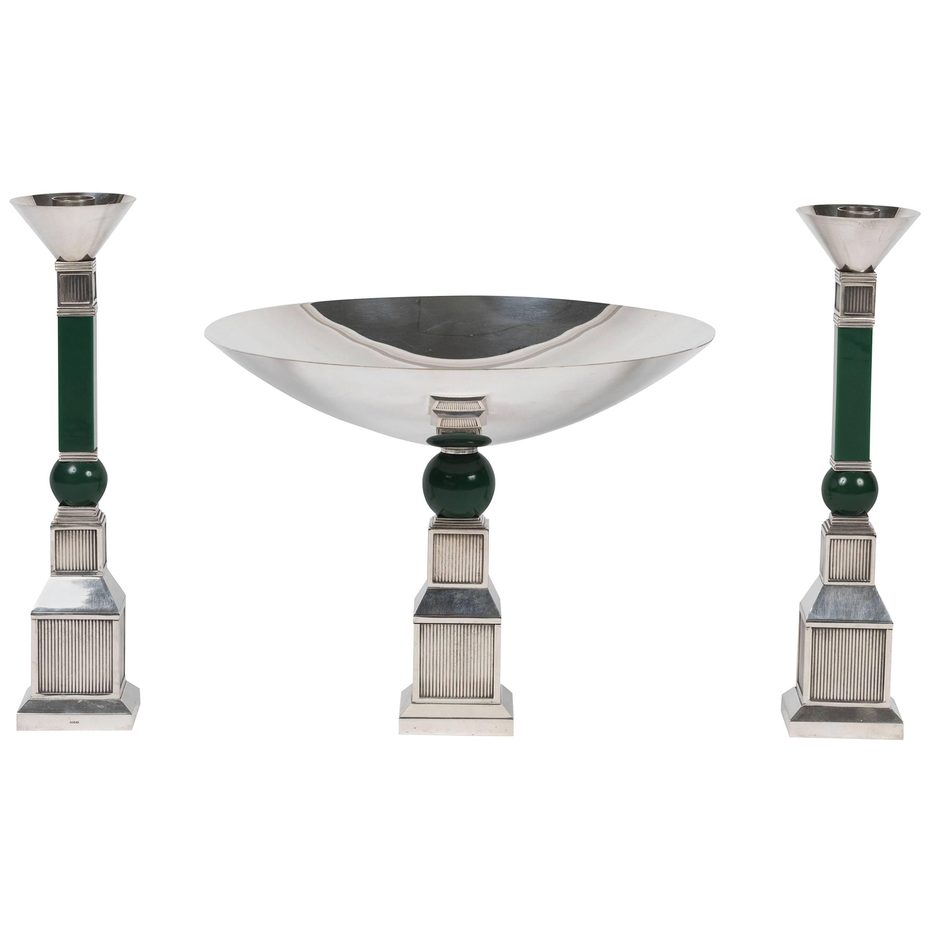Table Garniture with Candleholders and Compote by Gucci