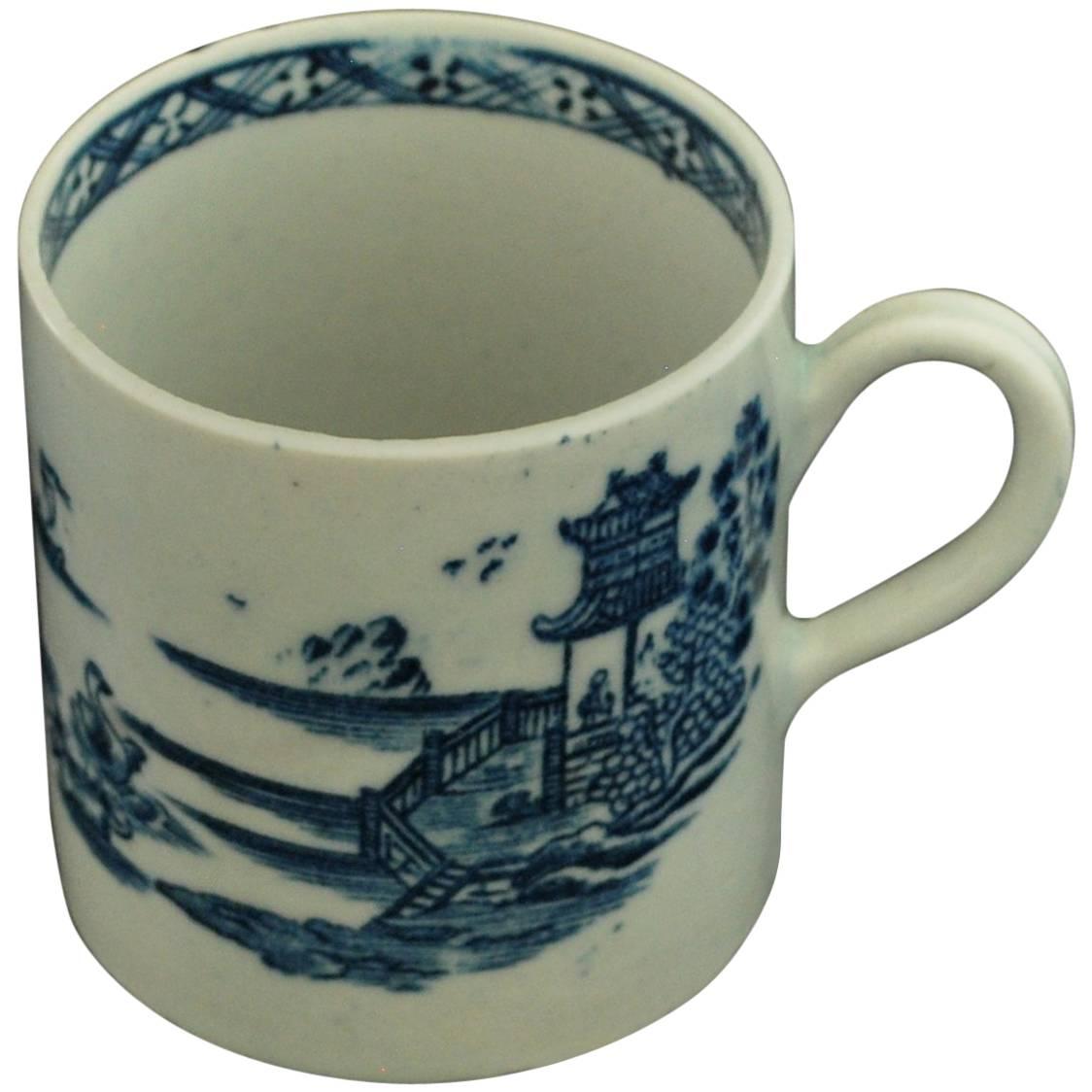 Coffee Can, Blue and White "Swans & Pagoda", Bow Porcelain, circa 1765 For Sale