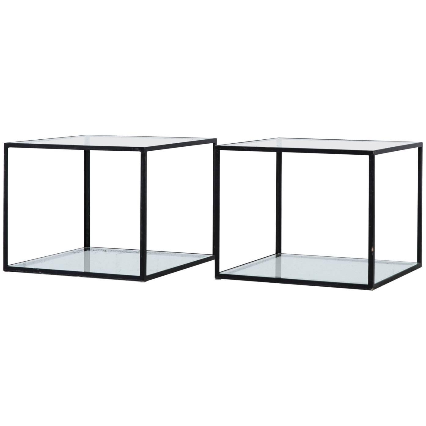 Pair of Arco Minimalist Cube Side Tables