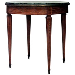 English Adam Satinwood Green Marble End Table