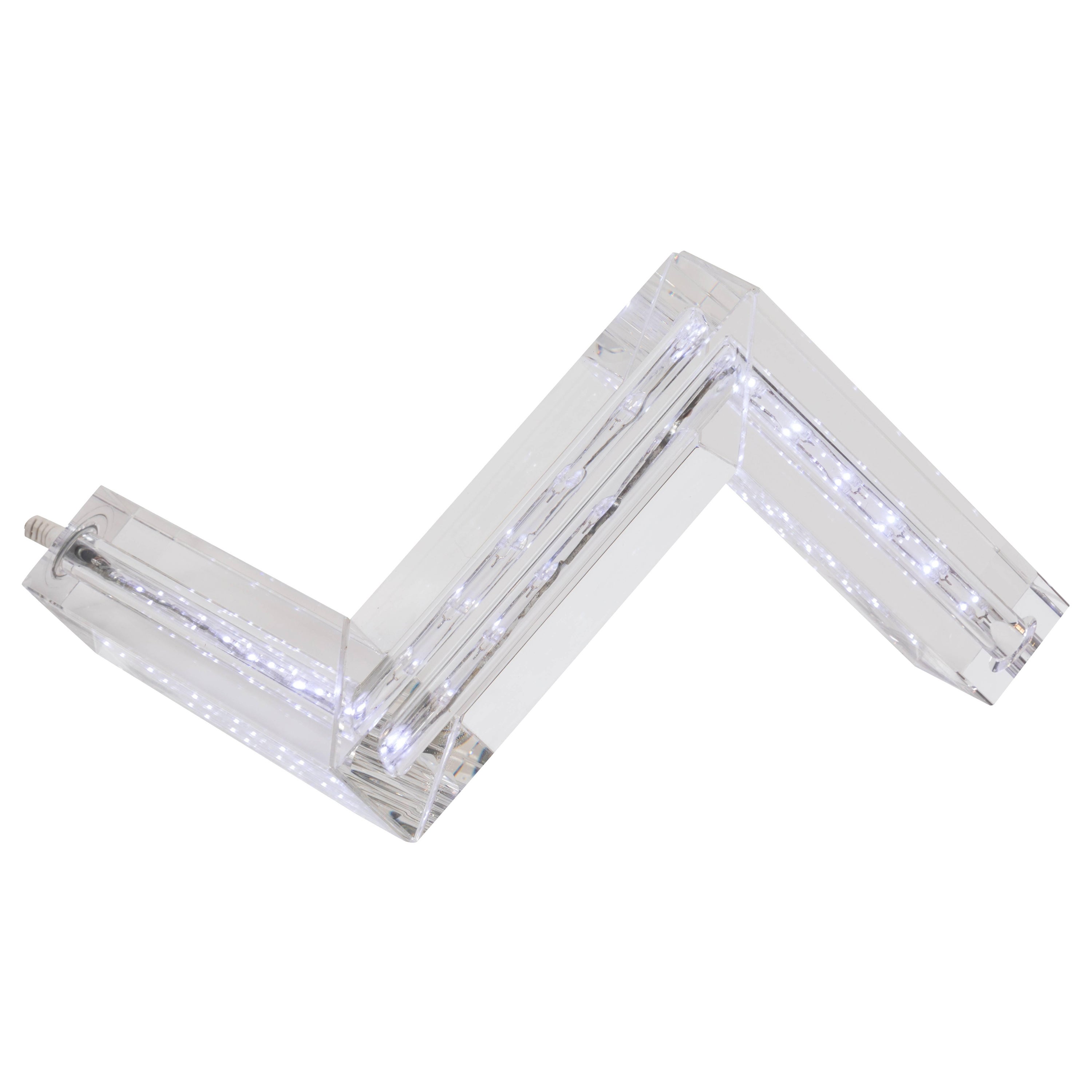 Lampe de bureau en cristal Zig Zag avec lampes LED