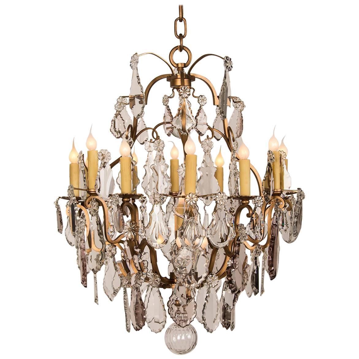 Antique French Louis XV Style Crystal Chandelier with Sixteen Lights circa 1900