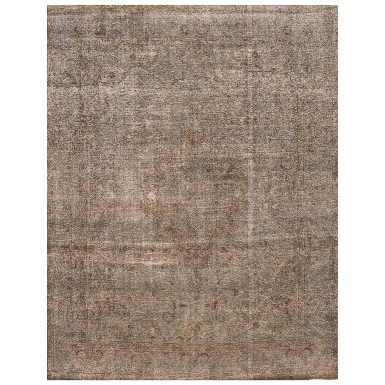 Vintage Tan/Gray Distressed Overdyed Carpet For Sale at 1stdibs