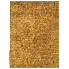 Vintage Modern Rug with Shaggy Pile in Burnt Orange, Brown and Green