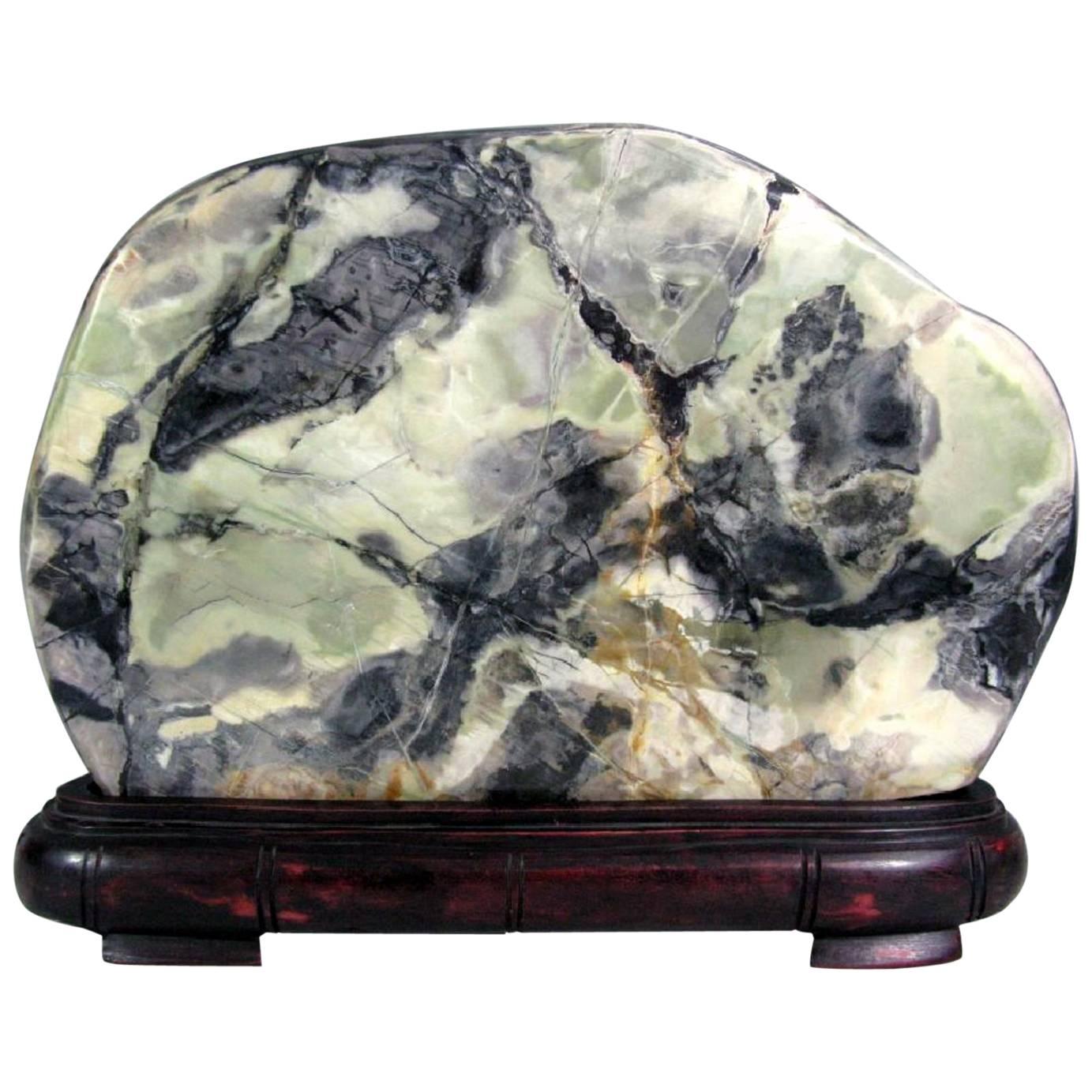 Chinese Scholar Stone in the Form of a Greenery Boulder