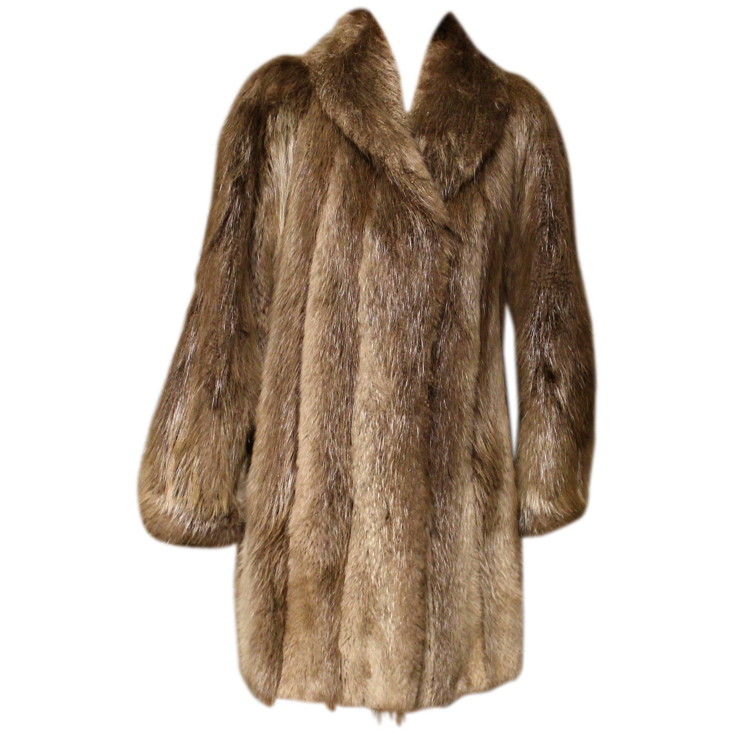 Long Haired Beaver Fur Coat For Sale
