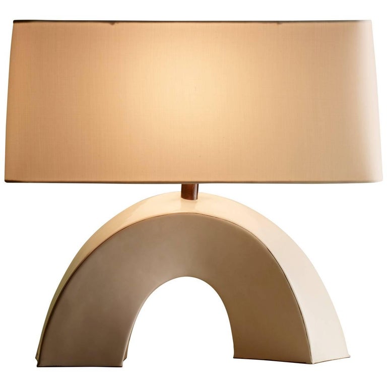 Twisted Arch Table Lamp, Cream Lacquer by Robert Kuo, Limited Edition