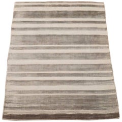 Contemporary Striped Bamboo Silk Area Rug
