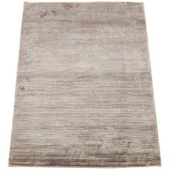 Modern Bamboo Silk Area Rug with Striped Design