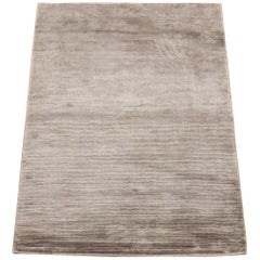 Solid Bamboo Silk Area Rug with Striped Design