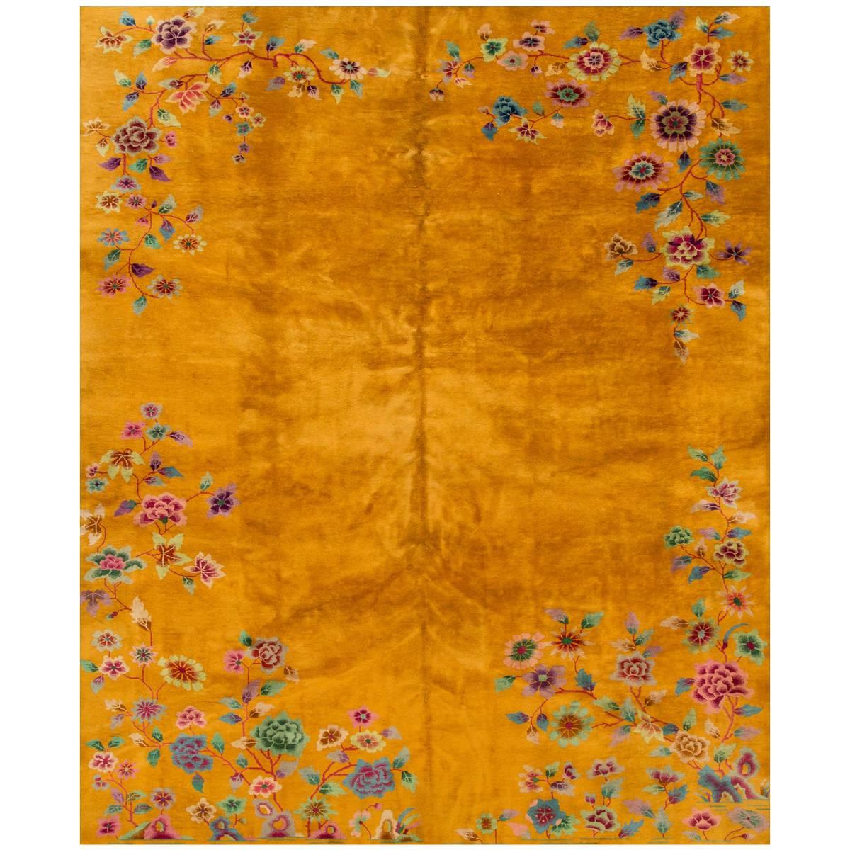 Early 20th Century Yellow/Gold Chinese Nichols Carpet