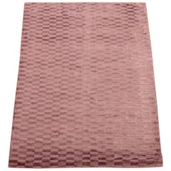 Solid Bamboo Silk Area Rug with Checkered Design