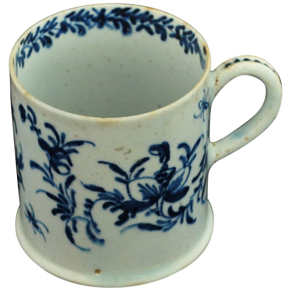 Coffee Can, Blue and White "Flowers and Insects", Bow Porcelain, circa 1755 For Sale