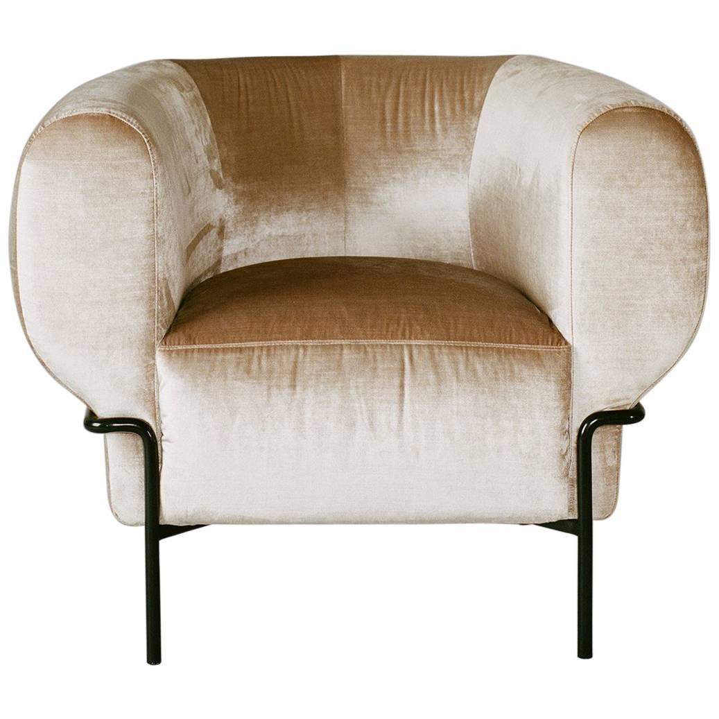 Contemporary Madda Lounge Chair in Prada Porcelain Velvet