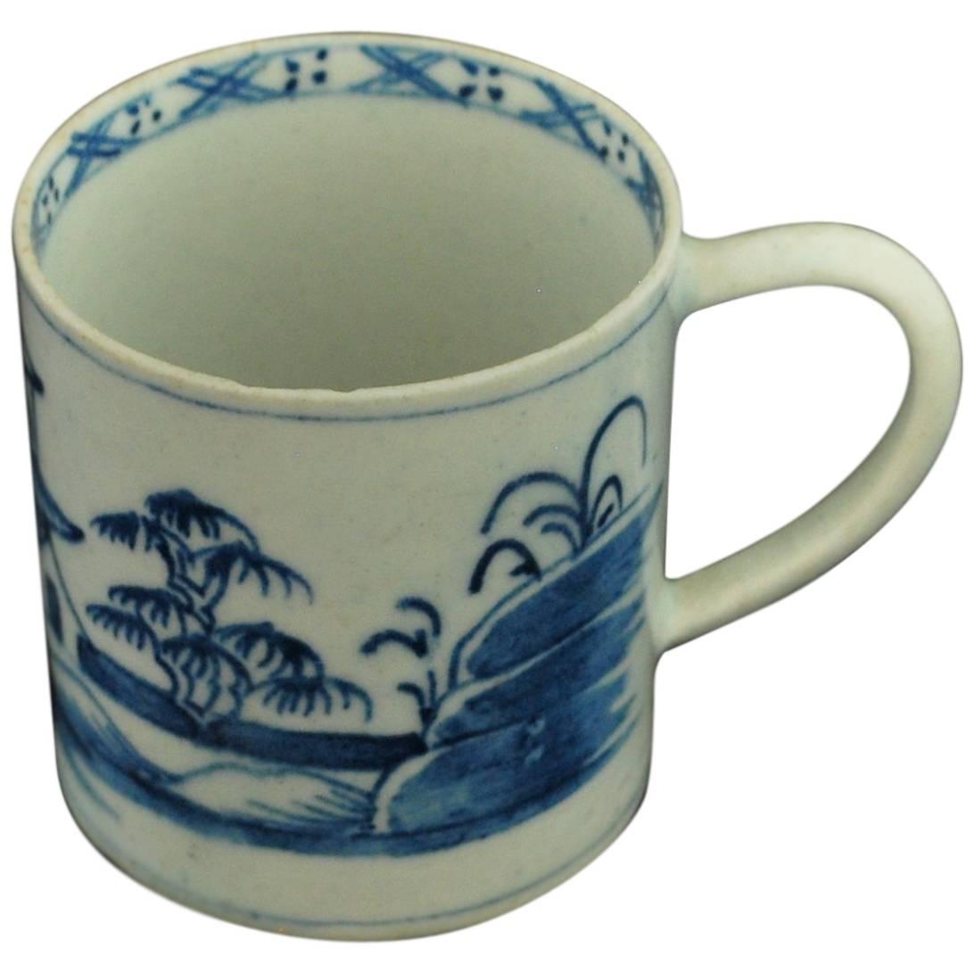 Coffee Can, Blue and White "Residence", Bow Porcelain, circa 1755 For Sale