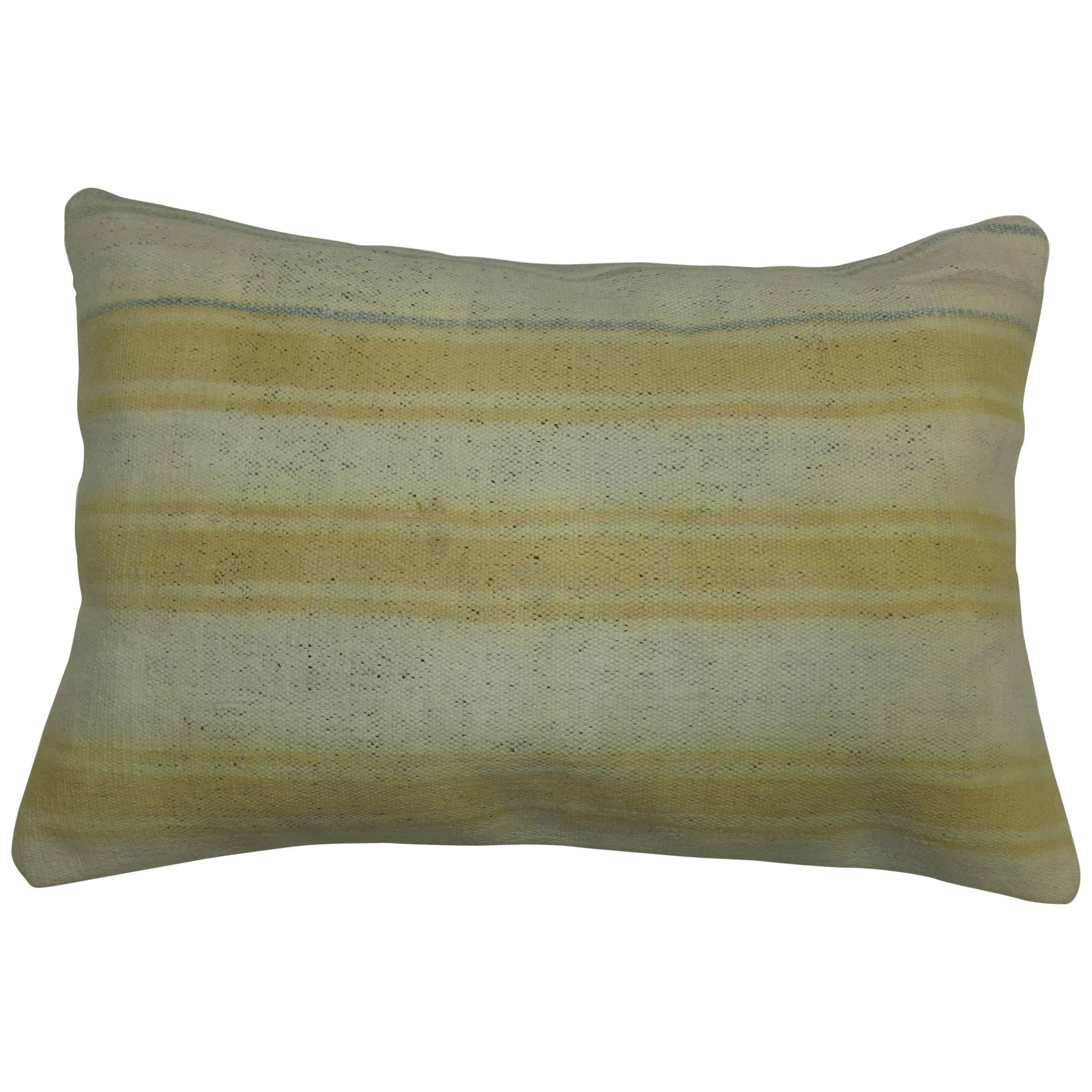 Kilim Cuscino Dhurrie indiano giallo avorio in vendita