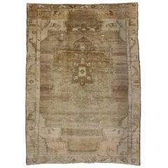 Vintage Turkish Oushak Kars Square Area Rug in Soft Muted Colors