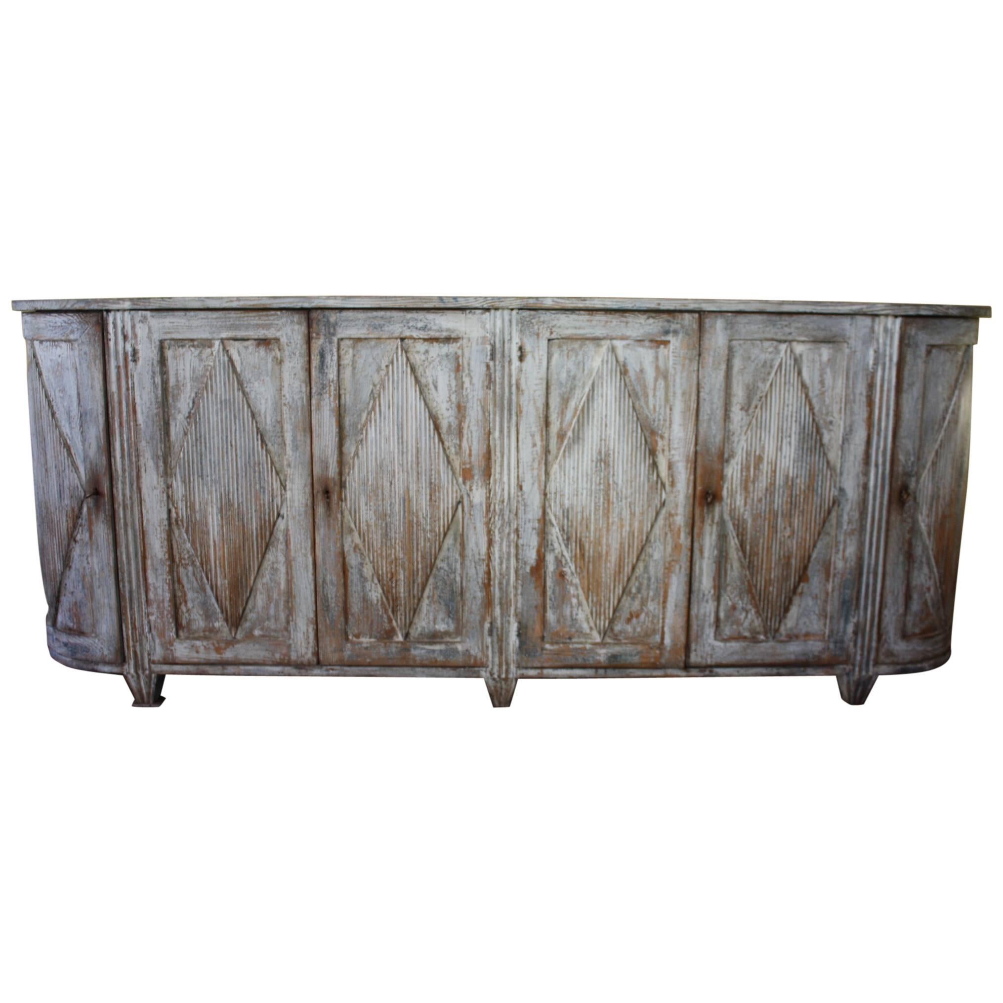 Swedish 19th Century Painted Buffet with Curved Sides