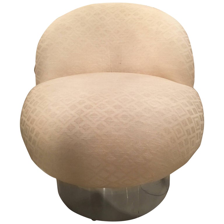 Chrome Swivel Chair Tub Barrel Leon Rosen Pace Style For Sale at 1stDibs