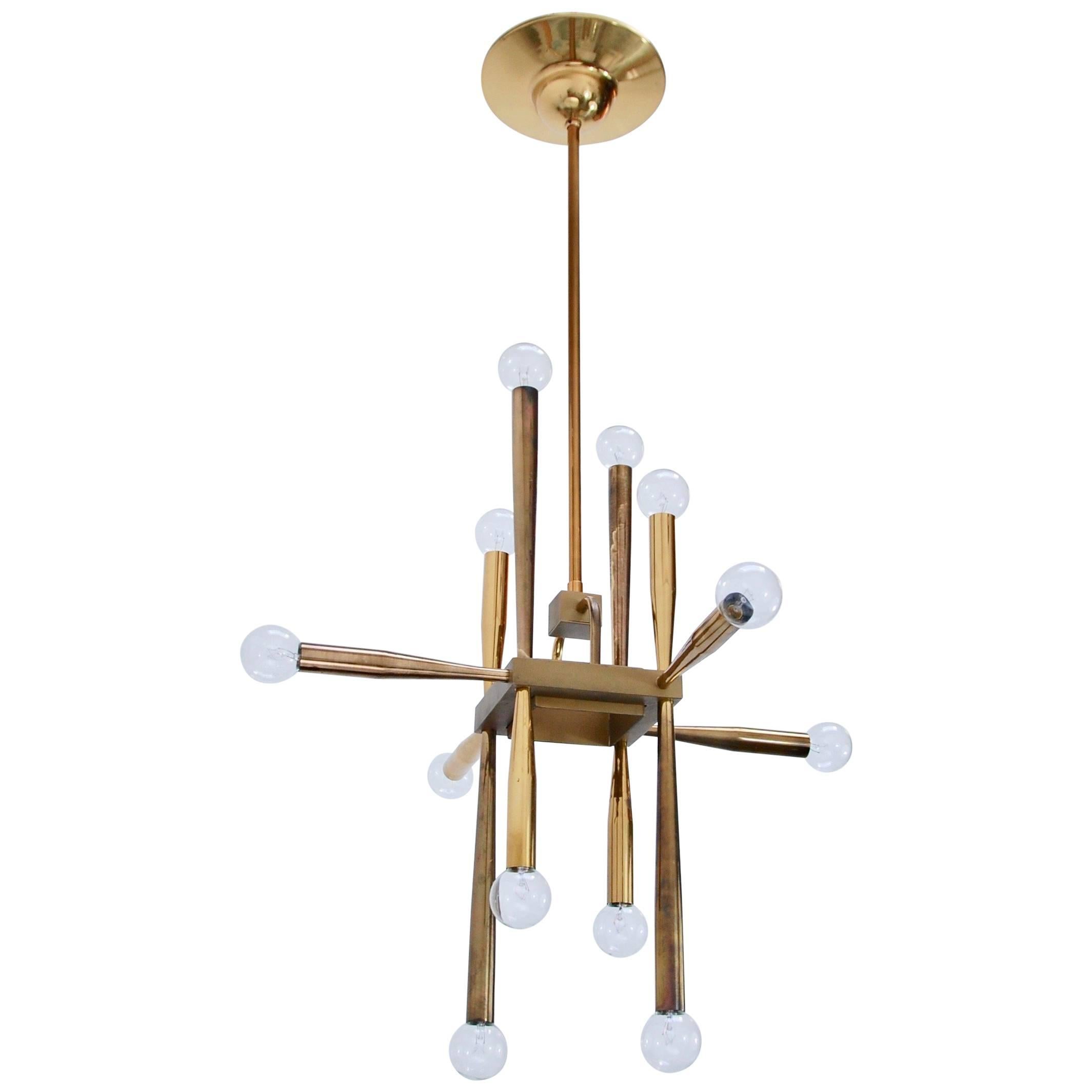 Cubic Brass Italian Chandelier