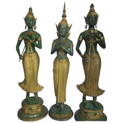 Gilt Decorated Bronze Statues, Thailand