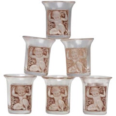 Six Lalique 'Enfants" Cordials