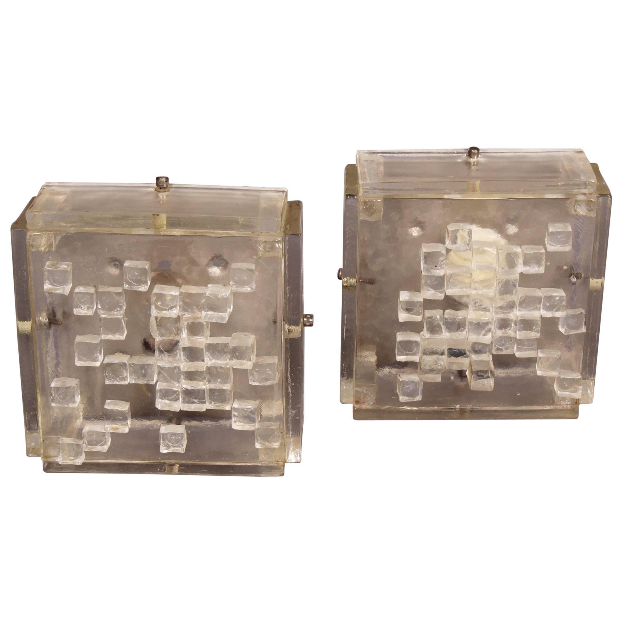 Pair of Angelo Brotto style Glass Sconces