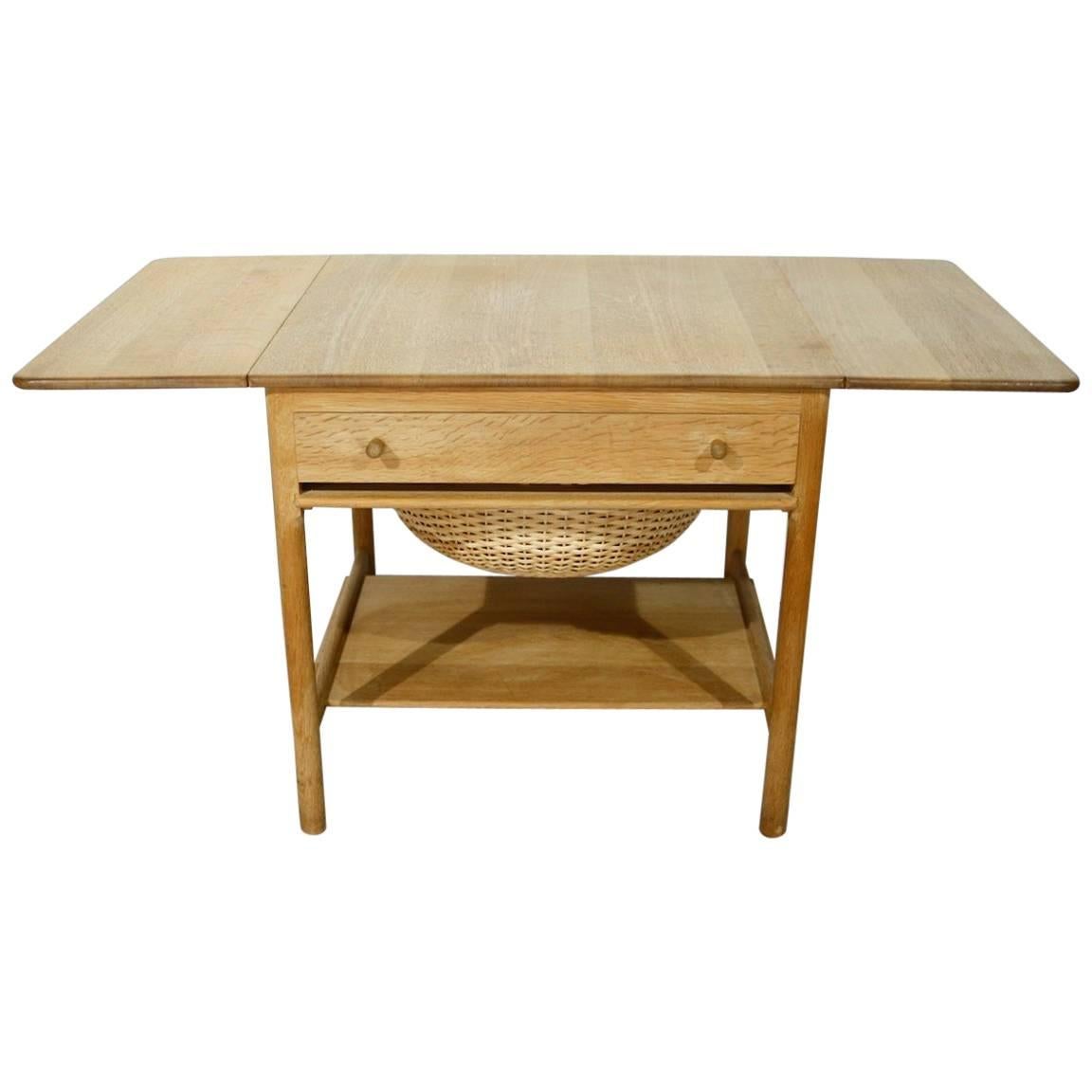 Hans J. Wenger for PP Mobler Oak Sewing Table Model AT-33 / PP-33, Denmark 1950s For Sale
