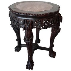 Late 19th Century Chinese Table with Marble Top and Dragon Heads