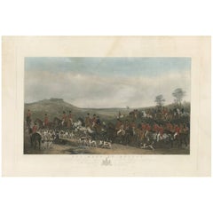 Antique English Hunting Print 'The Meet at Melton' by W. Humphrys, circa 1840