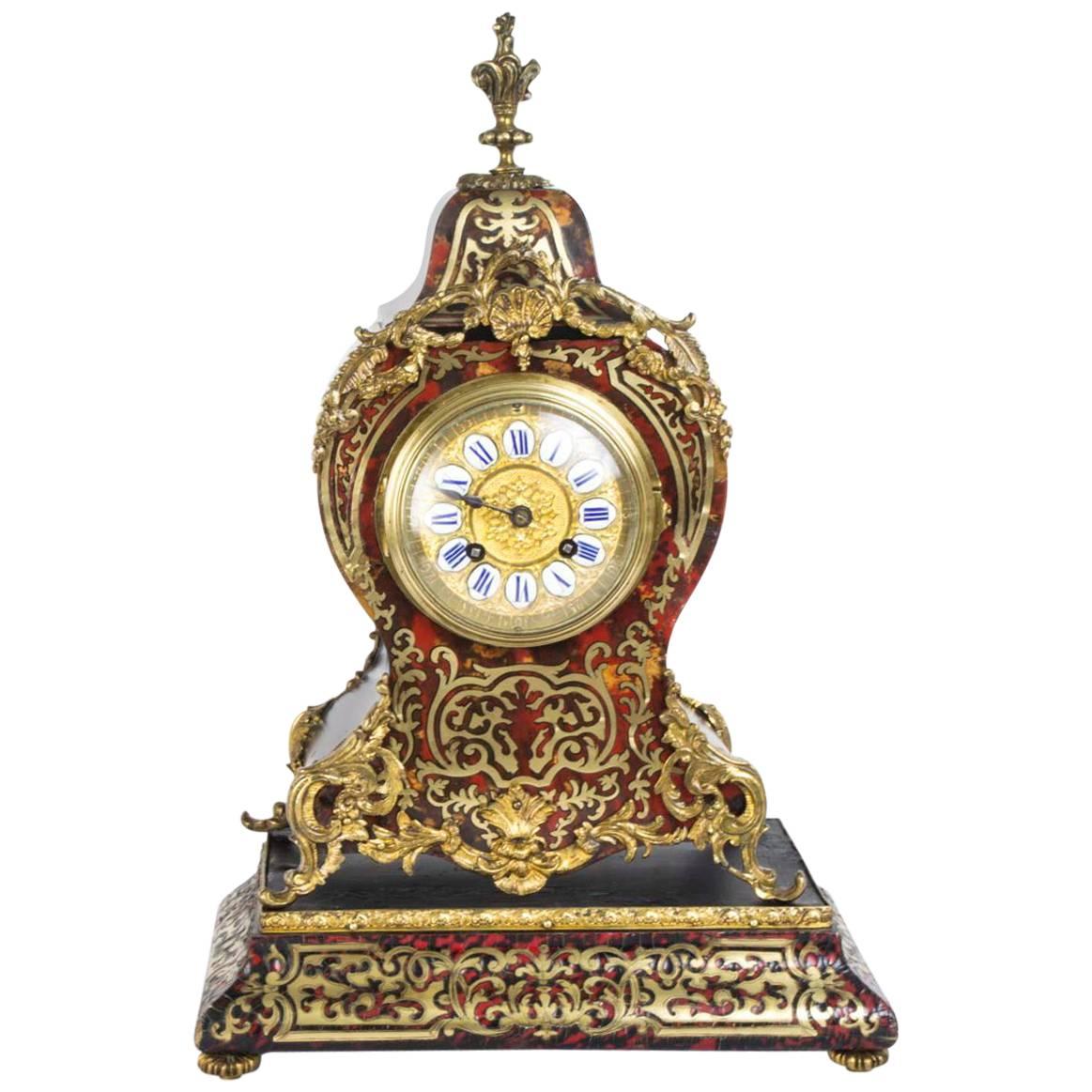 19th Century French Boulle Mantel Clock on Stand