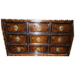 Luiks Lutich Liege Cabinet Walnut Late 17th Century Burl Bone Ebony Nine Drawers