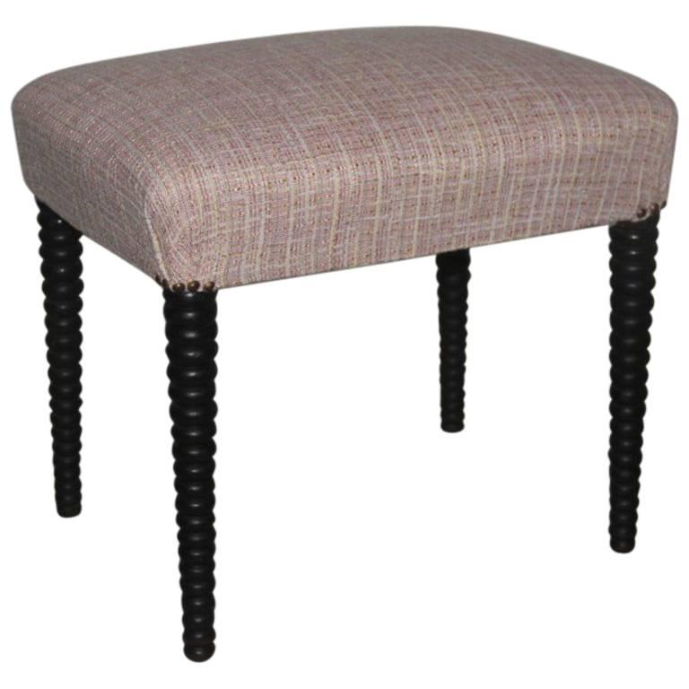 Italian Stool Mid century modern design Fabric and wool  For Sale