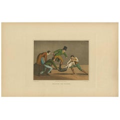 Antique Aquatint 'Drawing the Badger' by J. Clark, 1820