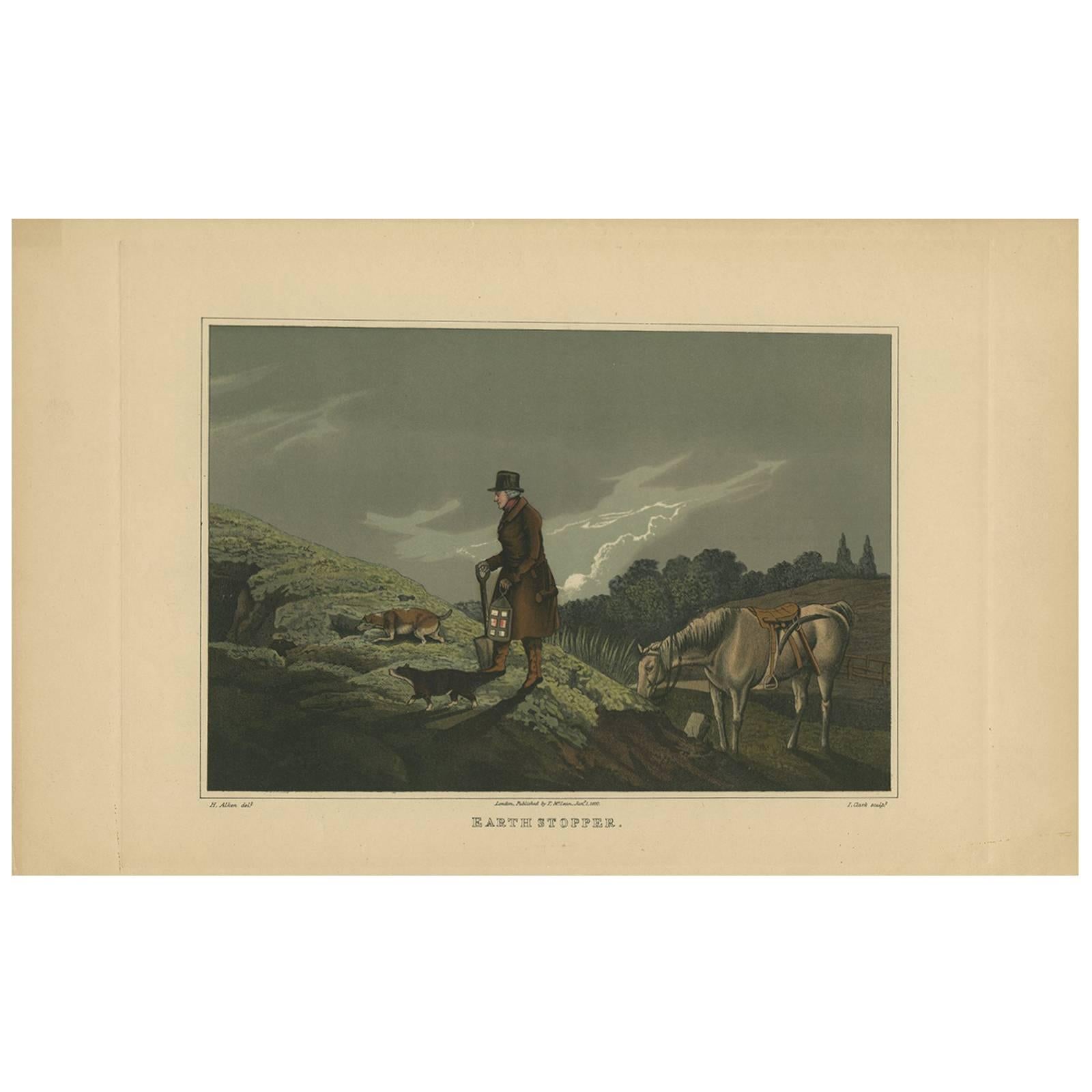 Antique Aquatint 'Earth Stopper' by J. Clark, 1820 For Sale